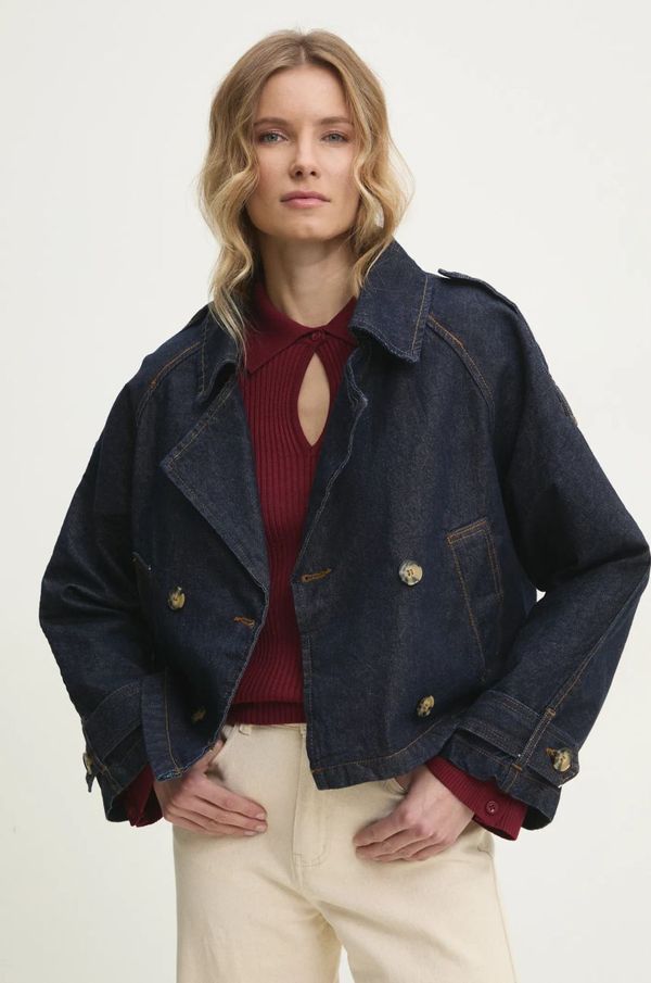 Answear Lab Traper jakna Answear Lab za žene, boja: tamno plava, za prijelazno razdoblje, oversize