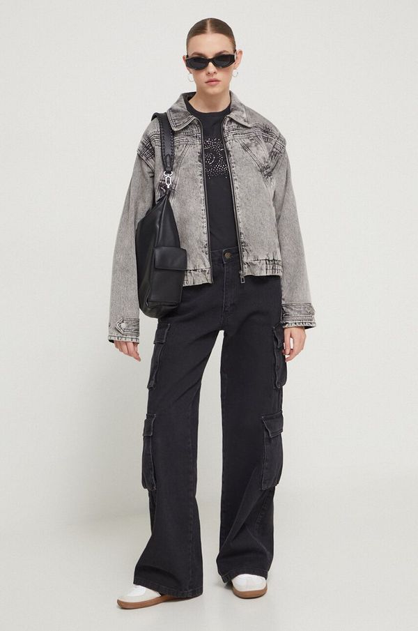 Desigual Traper jakna Desigual za žene, boja: siva, za prijelazno razdoblje, oversize