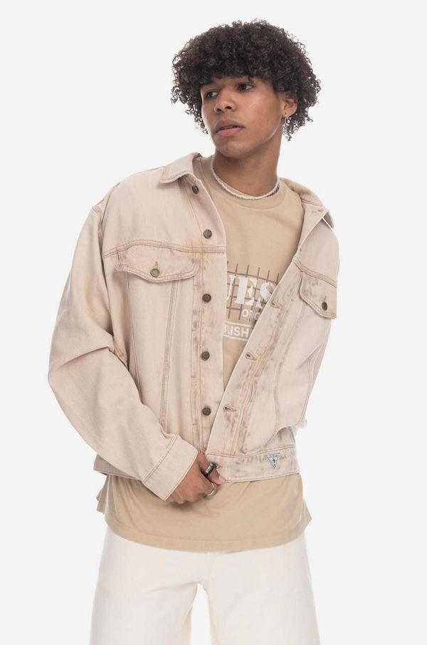 Guess U.S.A. Traper jakna Guess Vintage Denim Jacket za muškarce, boja: bež, za prijelazno razdoblje, oversize, M3GU97.D4RU0-TNMT