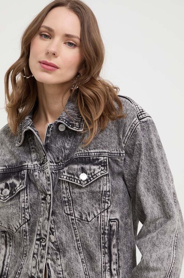 Guess Traper jakna Guess za žene, boja: siva, za prijelazno razdoblje