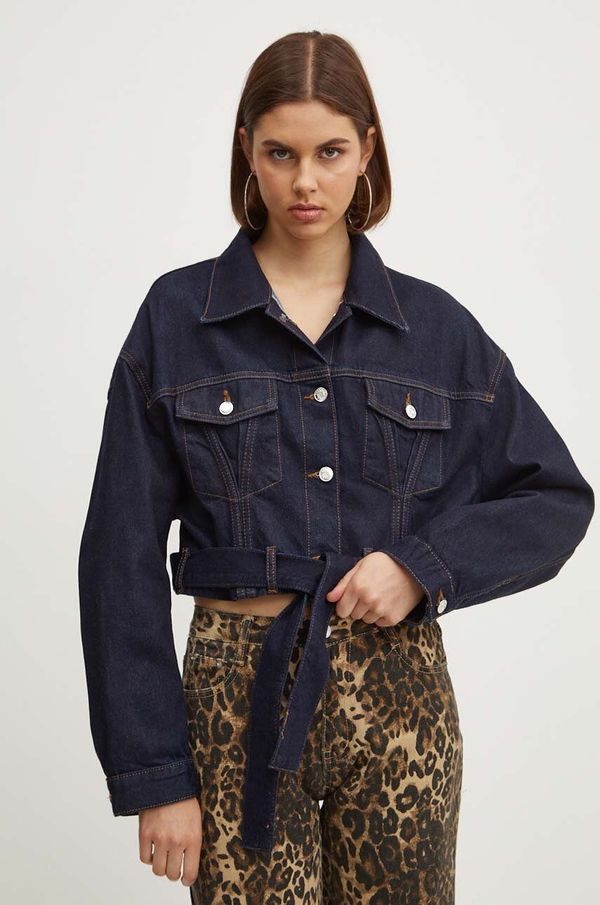 Hugo Traper jakna HUGO za žene, boja: tamno plava, za prijelazno razdoblje, oversize, 50519925