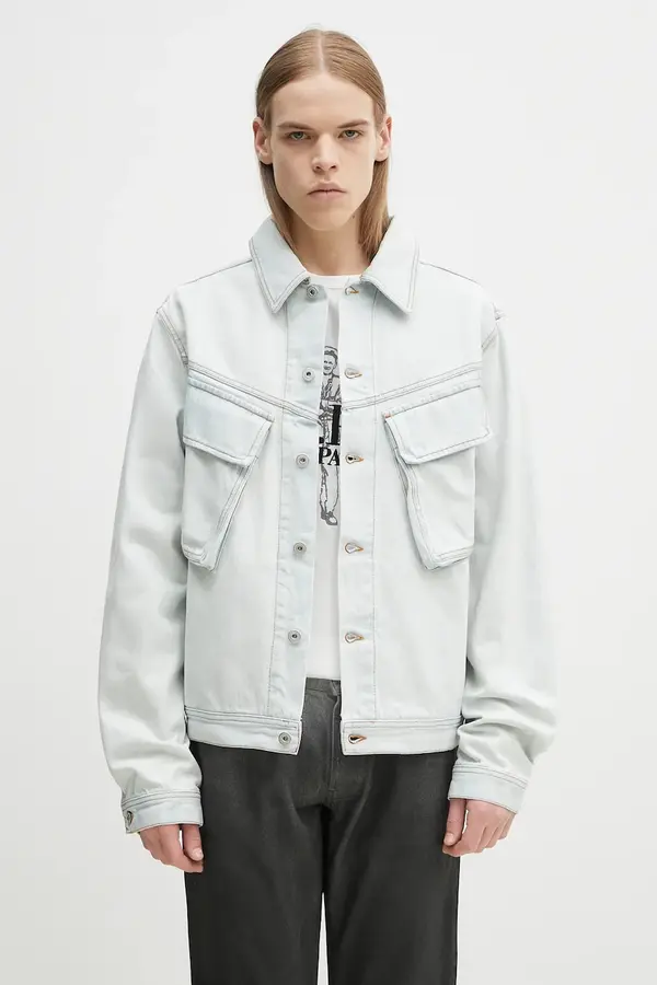 Marcelo Burlon Traper jakna Marcelo Burlon Bleach Denim Cargo Jacket Light Blue No