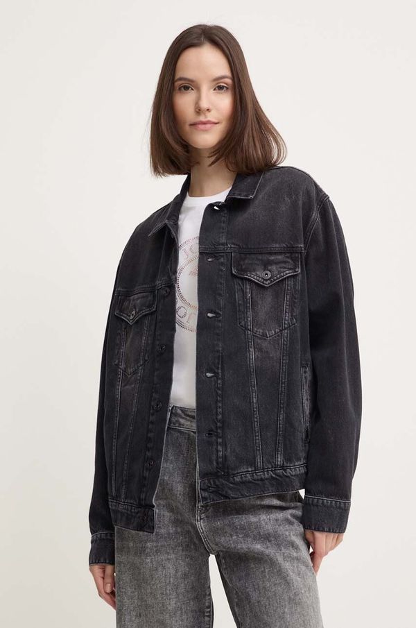 Pepe Jeans Traper jakna Pepe Jeans BOYFRIEND JACKET za žene, boja: crna, za prijelazno razdoblje, oversize, PL402390XH7
