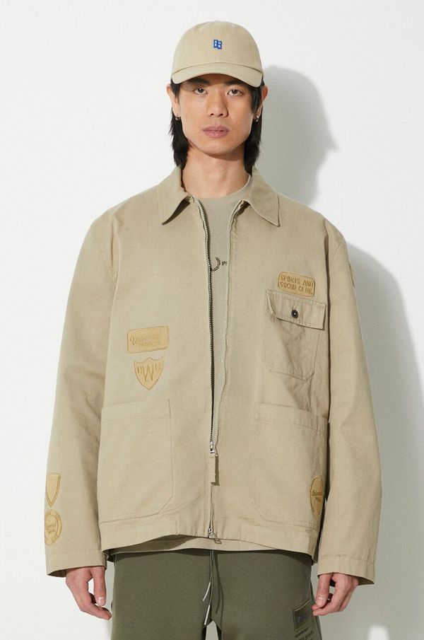 Universal Works Traper jakna Universal Works Gower za muškarce, boja: zelena, za prijelazno razdoblje, 30108.STONE