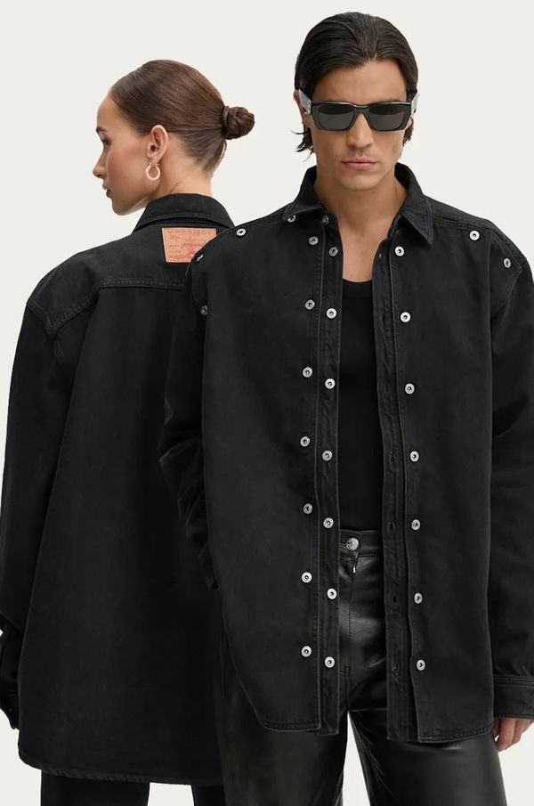 Y/Project Traper jakna Y/Project EVERGREEN SNAP OFF DENIM SHIRT boja: crna, za prijelazno razdoblje, 207SI001