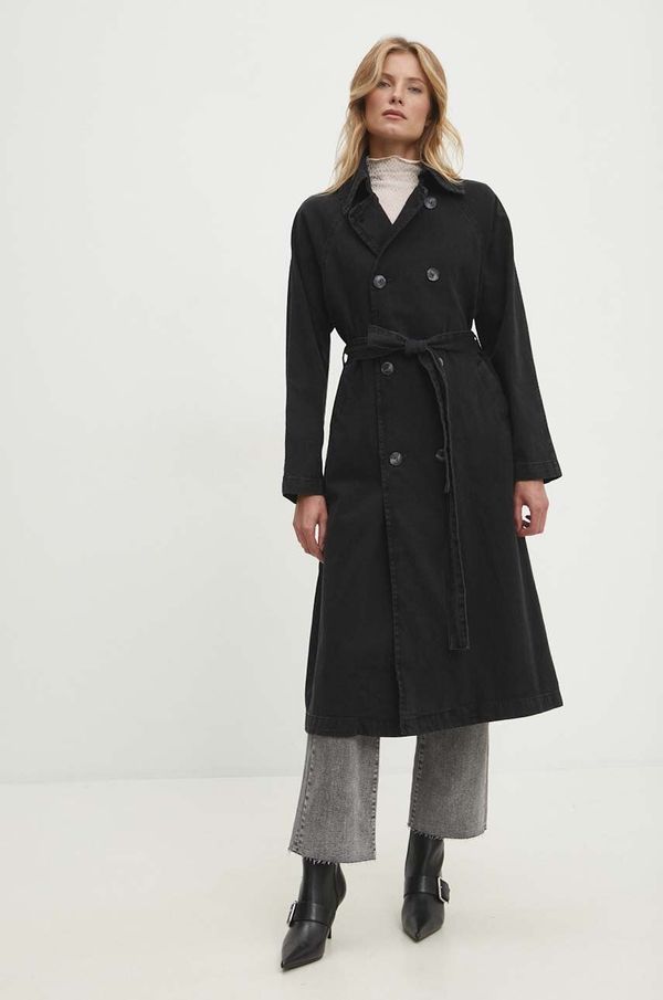 Answear Lab Traper kaput Answear Lab za žene, boja: crna, za prijelazno razdoblje, kopčanje u dva reda