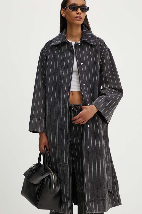 Day Birger et Mikkelsen Traper kaput Day Birger et Mikkelsen Hobbes - Denim Stripes za žene, boja: crna, za prijelazno razdoblje, oversize, DAY65243251