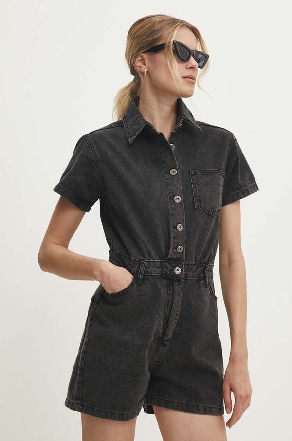 Answear Lab Traper kombinezon Answear Lab boja: crna, pamučni, s ovratnikom