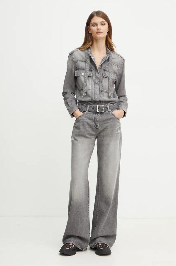 Pinko Traper kombinezon Pinko boja: siva, s izrezom na vezanje, 103880 A20T