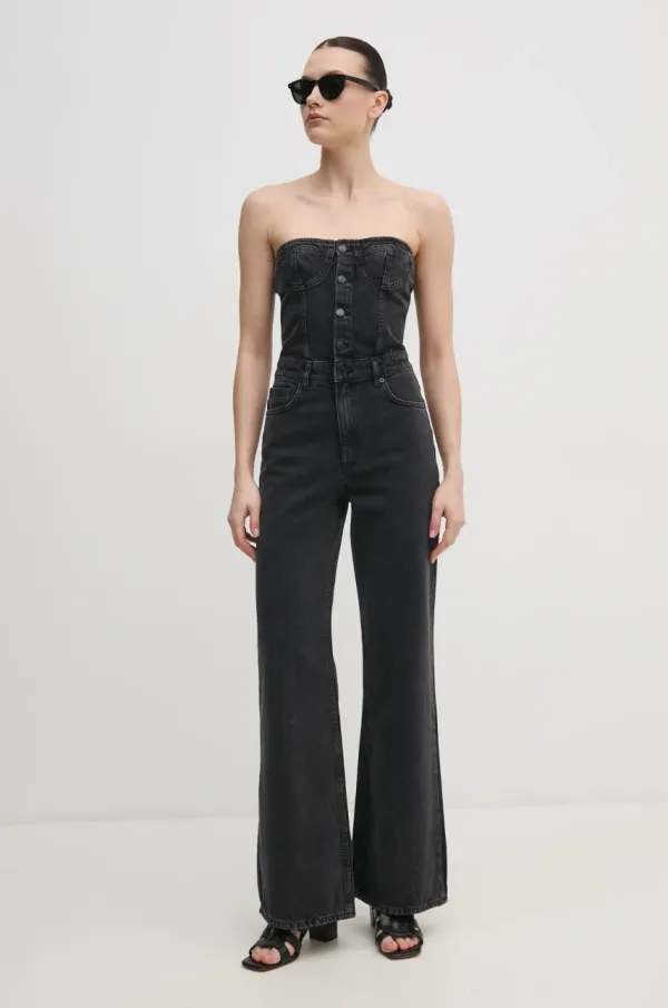 Sisley Traper kombinezon Sisley boja: siva, pamučni, s otvorenim leđima, 42Y7LT00M