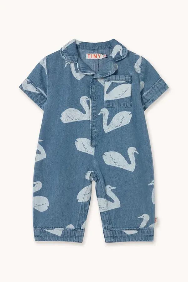 Tinycottons Traper kombinezoni za bebe Tinycottons BIG SWANS BABY ONE-PIECE