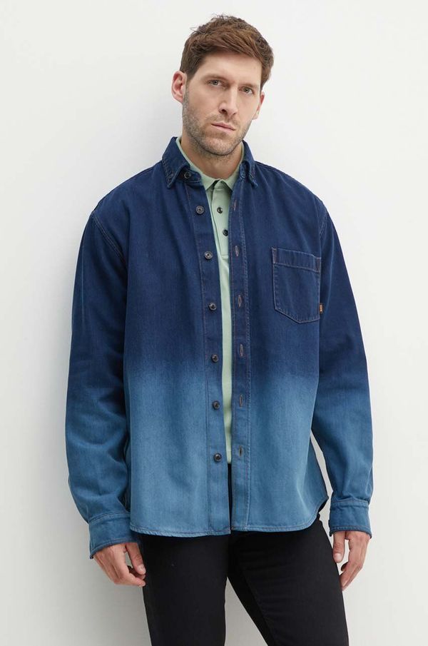 Boss Orange Traper košulja Boss Orange za muškarce, boja: tamno plava, relaxed, s button-down ovratnikom, 50520967