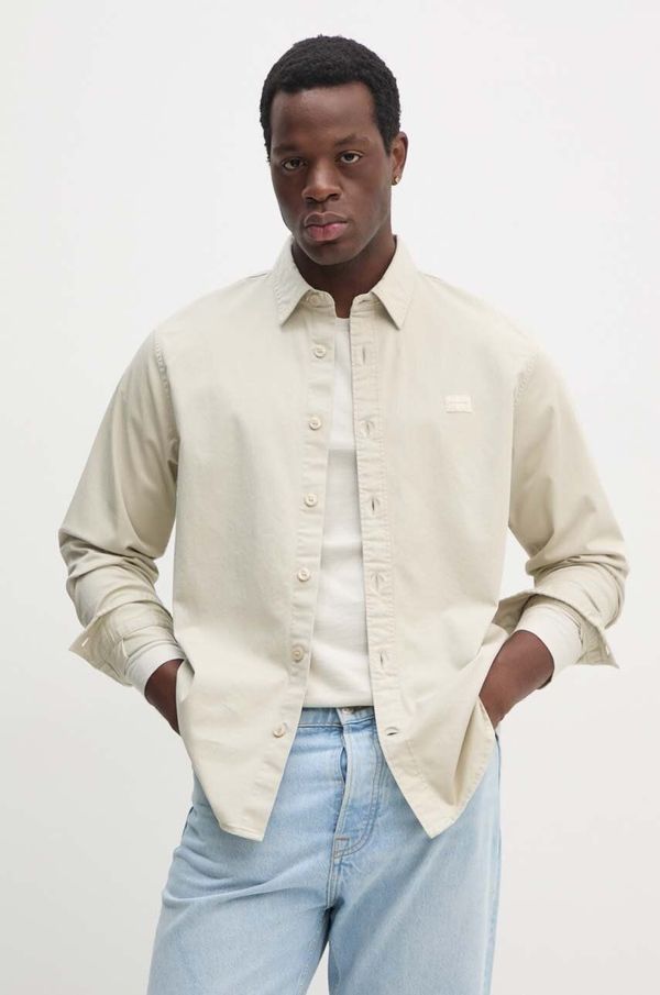 Calvin Klein Jeans Traper košulja Calvin Klein Jeans za muškarce, boja: bež, regular, s klasičnim ovratnikom, J30J326680