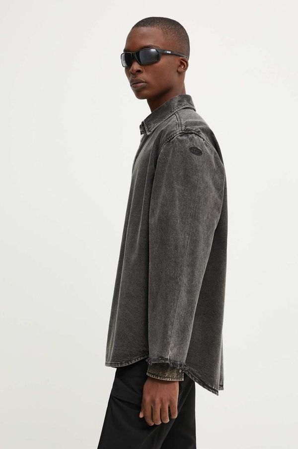 Diesel Traper košulja Diesel S-BRANDO-PEELOFF za muškarce, boja: siva, relaxed, s klasičnim ovratnikom, A14103.0CHBS