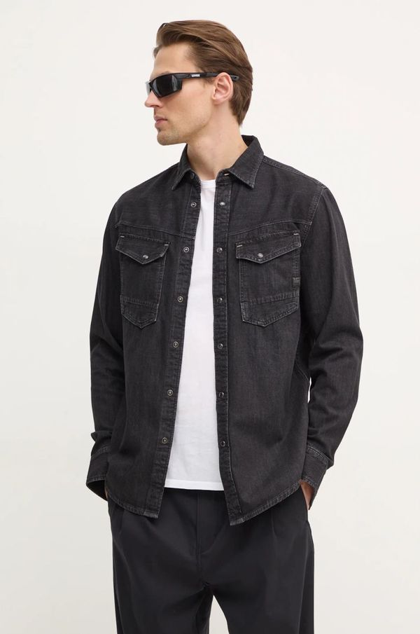 G-Star Raw Traper košulja G-Star Raw za muškarce, boja: crna, slim, s klasičnim ovratnikom, D23616-D540
