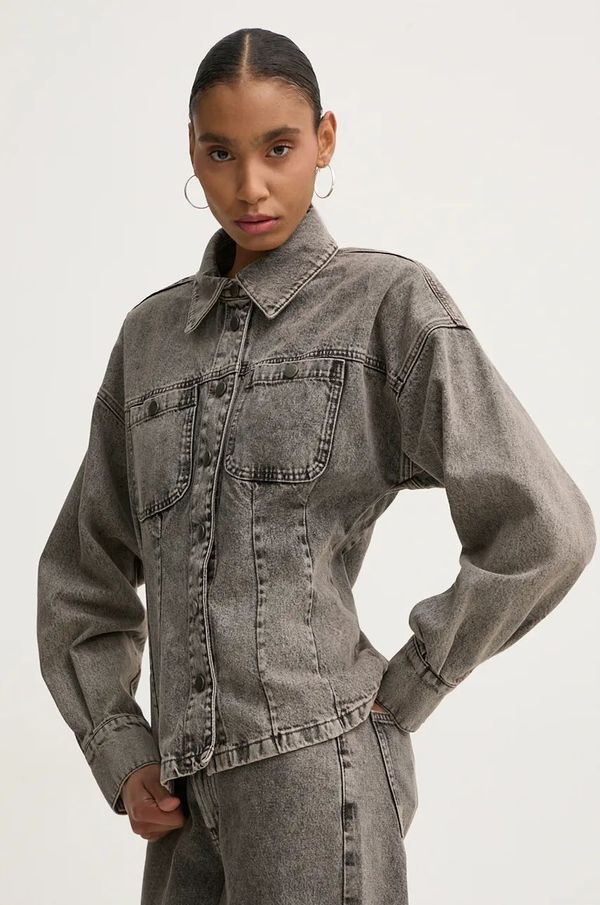 Gestuz Traper košulja Gestuz za žene, boja: siva, relaxed, s klasičnim ovratnikom, 10909476