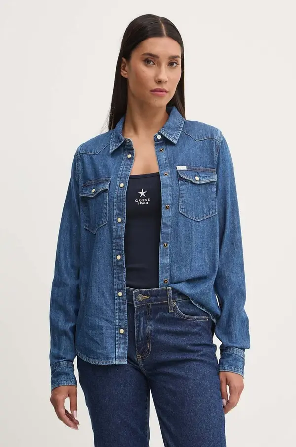 Guess Jeans Traper košulja Guess Jeans za žene, slim, s klasičnim ovratnikom, W4YH35 D5EI3
