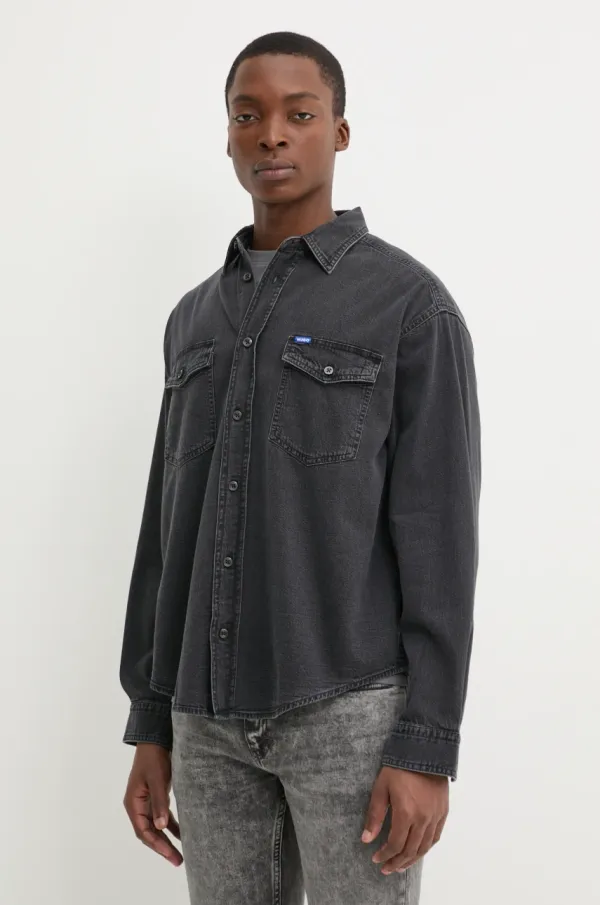 Hugo Blue Traper košulja Hugo Blue za muškarce, boja: siva, relaxed, s klasičnim ovratnikom, 50534179