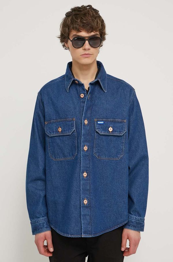 Hugo Blue Traper košulja Hugo Blue za muškarce, relaxed, s klasičnim ovratnikom