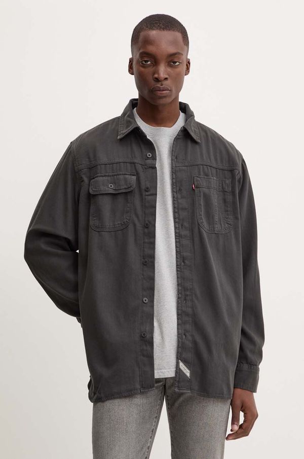 Levi's Traper košulja Levi's za muškarce, boja: crna, relaxed, s klasičnim ovratnikom