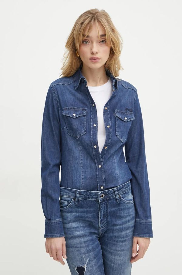 Liu Jo Traper košulja Liu Jo za žene, boja: tamno plava, regular, s klasičnim ovratnikom, UXX046 D4051