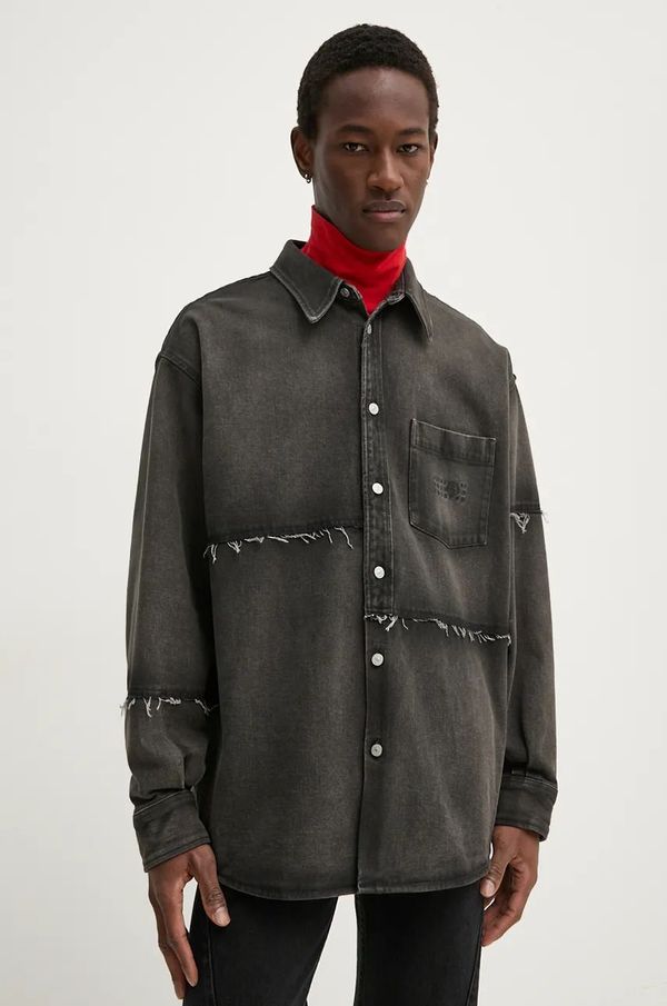 MM6 Maison Margiela Traper košulja MM6 Maison Margiela za muškarce, boja: siva, relaxed, s klasičnim ovratnikom, SH2DT0009.S30848