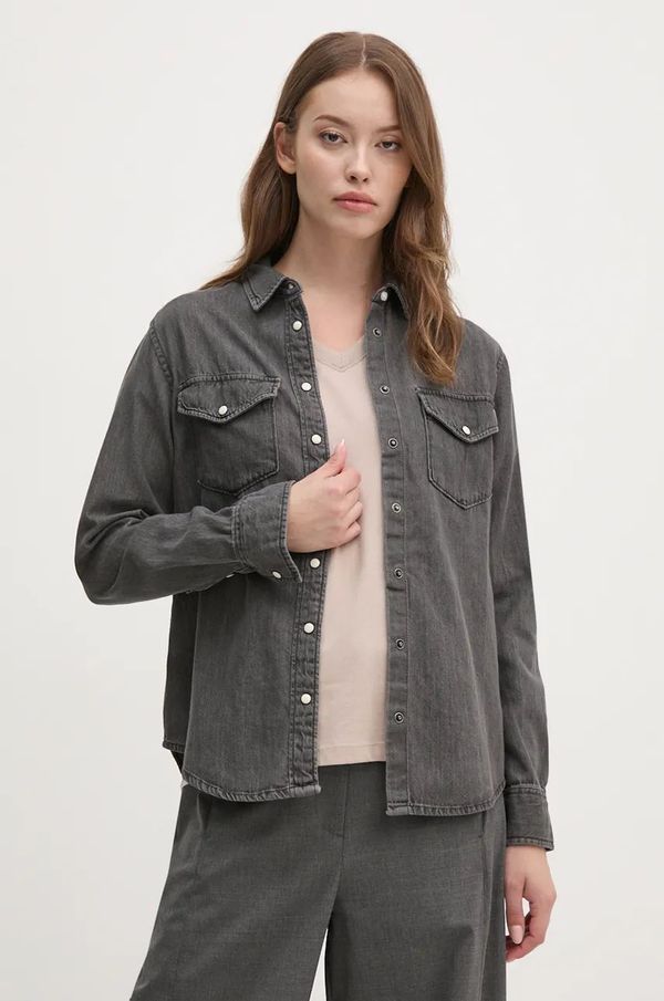 Pepe Jeans Traper košulja Pepe Jeans REGULAR SHIRT za žene, boja: siva, regular, s klasičnim ovratnikom, PL304894XM6