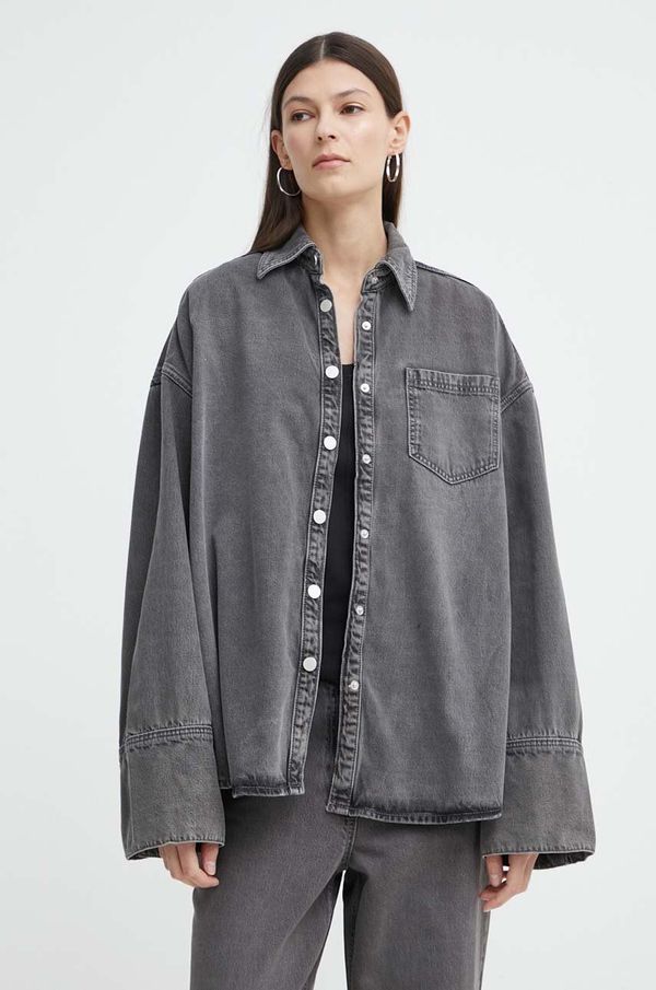 Remain Traper košulja Remain za žene, boja: crna, relaxed, s klasičnim ovratnikom