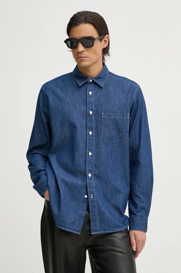 Theory Traper košulja Theory za muškarce, boja: tamno plava, regular, s klasičnim ovratnikom, O0774526