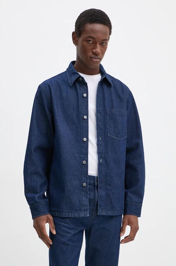 Theory Traper košulja Theory za muškarce, boja: tamno plava, relaxed, s klasičnim ovratnikom, O0774413