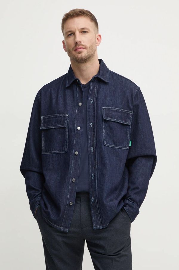 United Colors of Benetton Traper košulja United Colors of Benetton za muškarce, boja: tamno plava, relaxed, s klasičnim ovratnikom, 5SAWUQ051