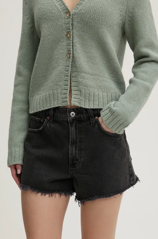 Abercrombie & Fitch Traper kratke hlače Abercrombie & Fitch za žene, boja: siva, bez uzorka, visoki struk, KI149-5000