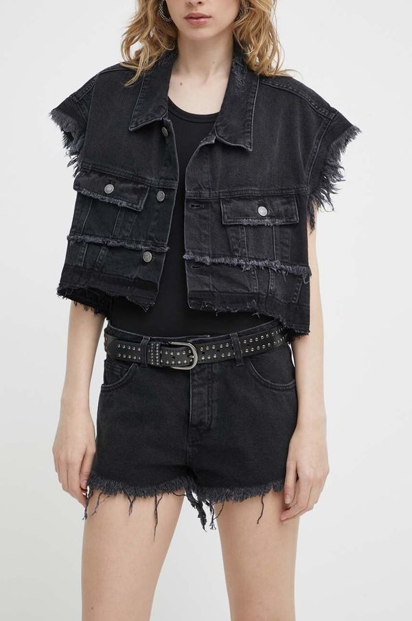 Aniye By Traper kratke hlače Aniye By za žene, boja: crna, bez uzorka, srednje visoki struk, 185410