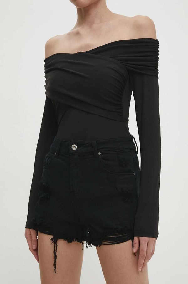 Answear Lab Traper kratke hlače Answear Lab za žene, boja: crna, bez uzorka, visoki struk