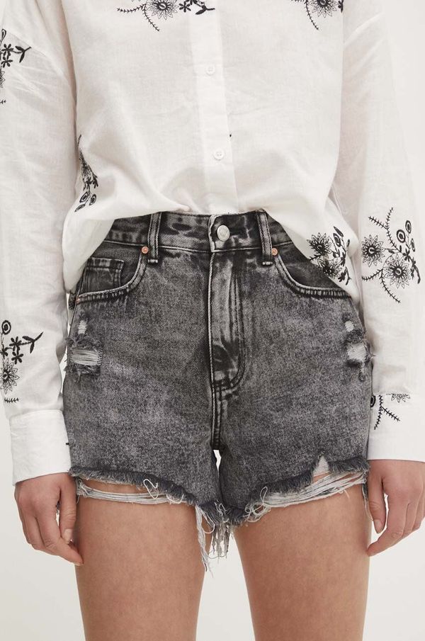 Answear Lab Traper kratke hlače Answear Lab za žene, boja: siva, bez uzorka, visoki struk