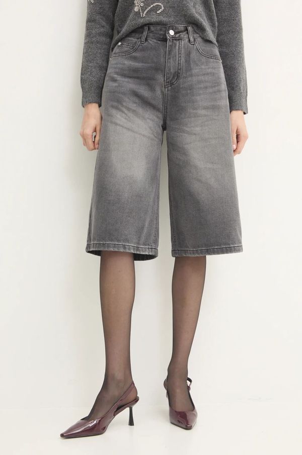 Answear Lab Traper kratke hlače Answear Lab za žene, boja: siva, bez uzorka, visoki struk