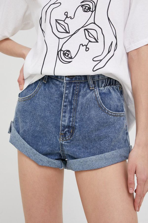 Answear Lab Traper kratke hlače Answear Lab za žene, boja: tamno plava, glatki materijal, visoki struk