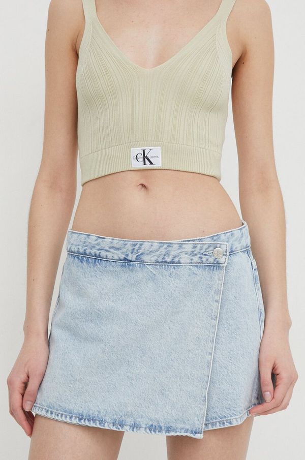 Calvin Klein Jeans Traper kratke hlače Calvin Klein Jeans za žene, bez uzorka, visoki struk