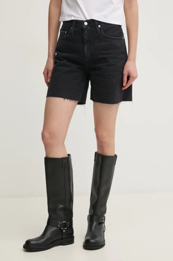Calvin Klein Jeans Traper kratke hlače Calvin Klein Jeans za žene, boja: crna, bez uzorka, visoki struk, J20J225190