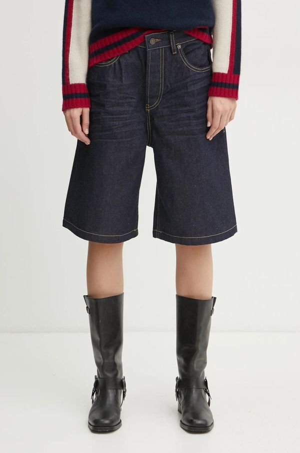 Diesel Traper kratke hlače Diesel DE-SIRE-SHORT SHORTS za žene, boja: tamno plava, bez uzorka, visoki struk, A14051.0GRDV