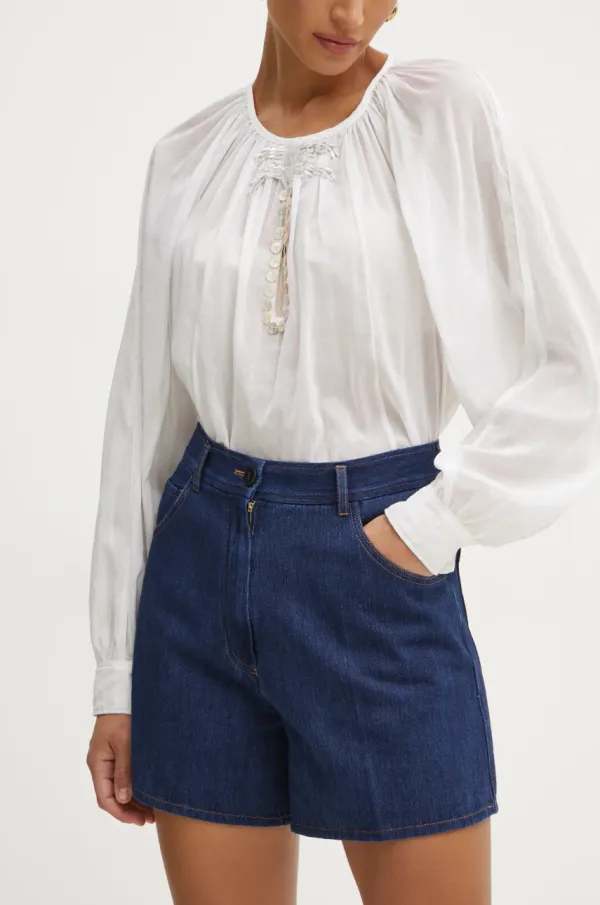 Forte Forte Traper kratke hlače Forte Forte za žene, boja: tamno plava, bez uzorka, visoki struk, 13548.my pants