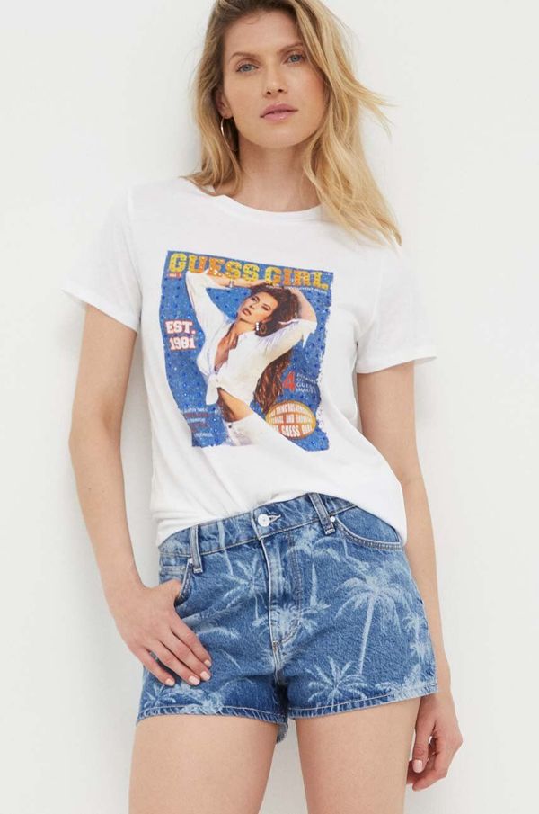 Guess Traper kratke hlače Guess za žene, s uzorkom, srednje visoki struk