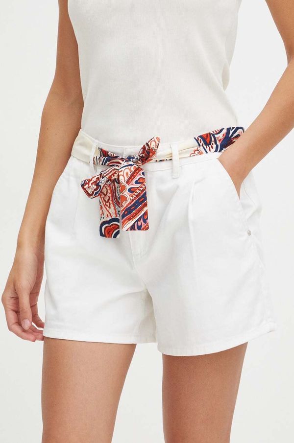 Medicine Traper kratke hlače Medicine za žene, boja: bijela, bez uzorka, srednje visoki struk
