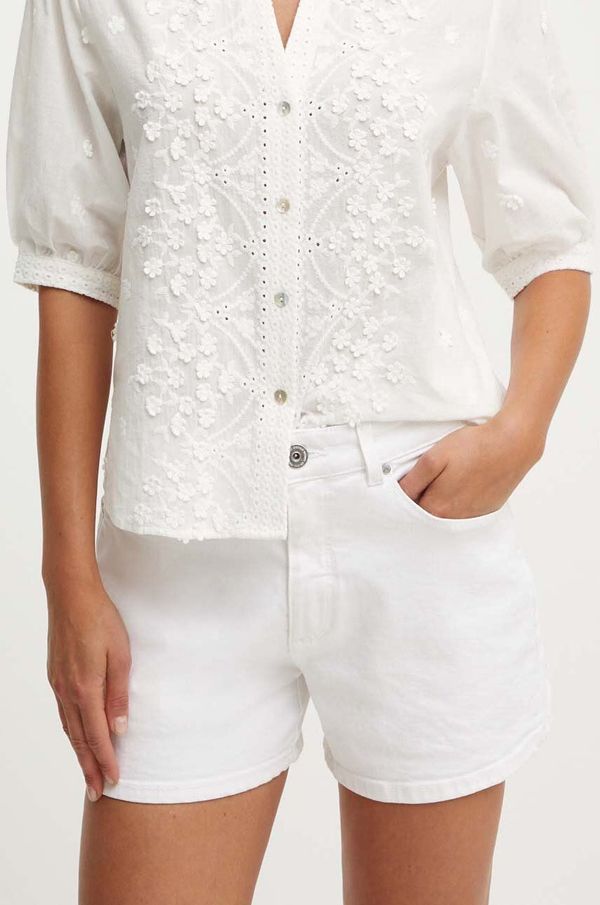 Medicine Traper kratke hlače Medicine za žene, boja: bijela, bez uzorka, visoki struk