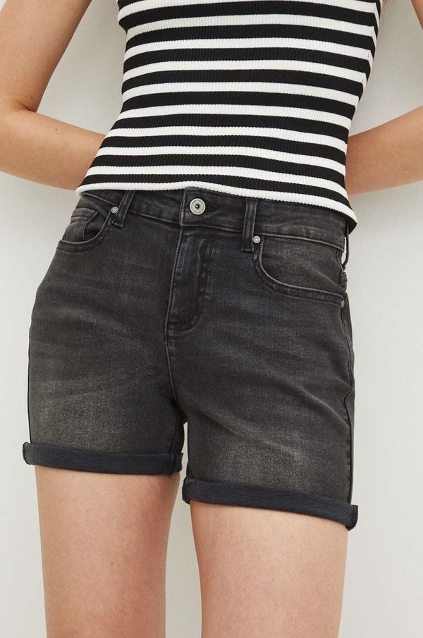 Medicine Traper kratke hlače Medicine za žene, boja: crna, bez uzorka, srednje visoki struk