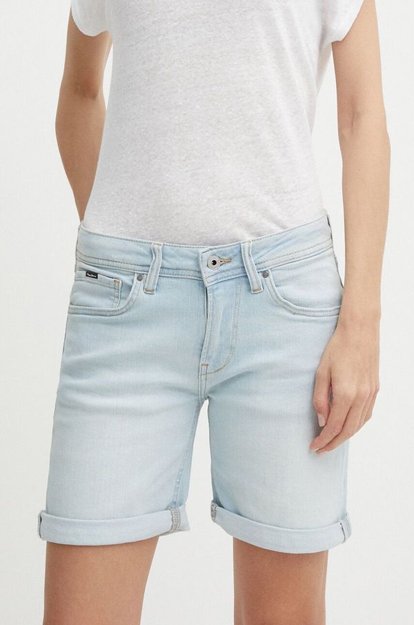 Pepe Jeans Traper kratke hlače Pepe Jeans SLIM SHORT MW za žene, bez uzorka, srednje visoki struk, PL801120RH6