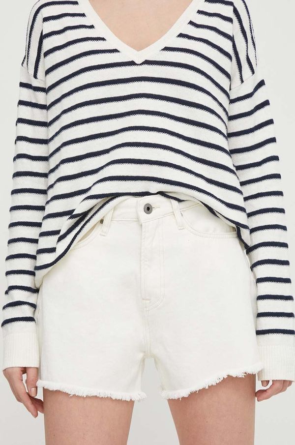 Pepe Jeans Traper kratke hlače Pepe Jeans za žene, boja: bež, bez uzorka, visoki struk