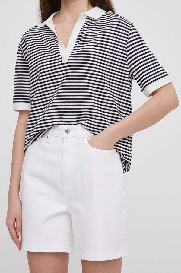 Tommy Hilfiger Traper kratke hlače Tommy Hilfiger za žene, boja: bijela, bez uzorka, visoki struk