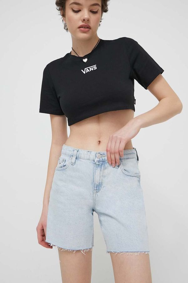 Tommy Jeans Traper kratke hlače Tommy Jeans za žene, bez uzorka, srednje visoki struk