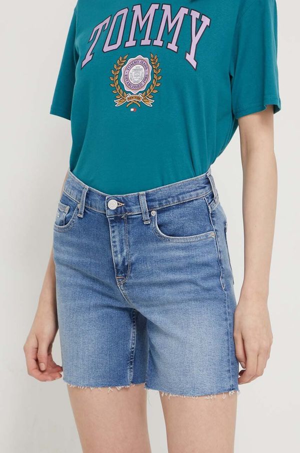 Tommy Jeans Traper kratke hlače Tommy Jeans za žene, bez uzorka, visoki struk